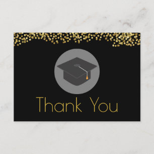 Faux Gold Confetti & Graduation Cap Merci