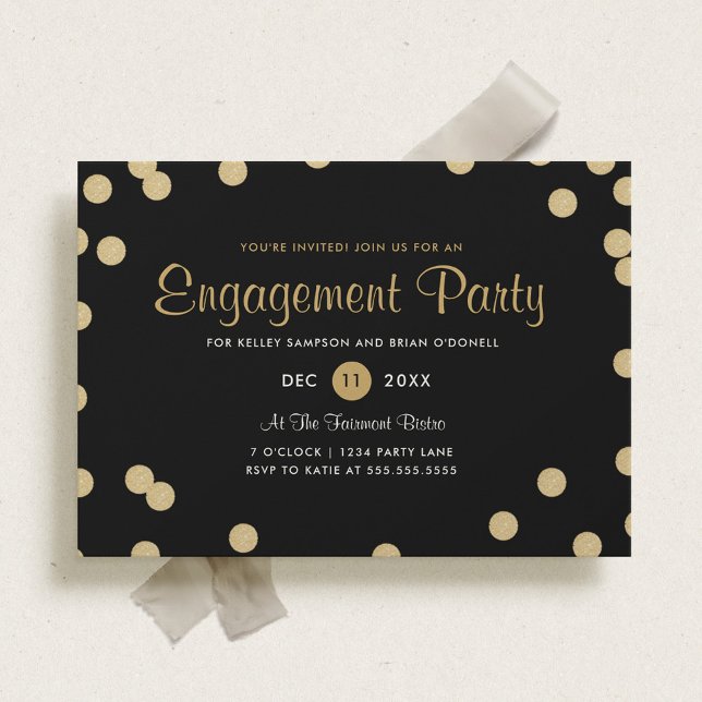 Faux Gold Confetti Invitation de la partie d'engag (Créateur téléchargé)