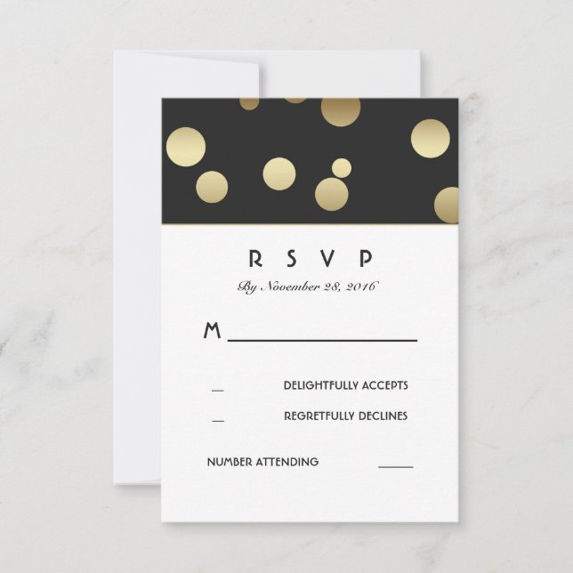 Faux Gold Confetti Mariage Cartes RSVP (Devant)