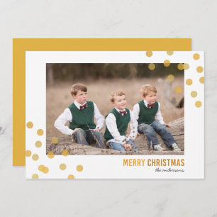 Faux Gold Confetti Photo Joyeuse carte de Noël