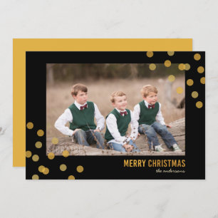 Faux Gold Confetti Photo Joyeuse carte de Noël