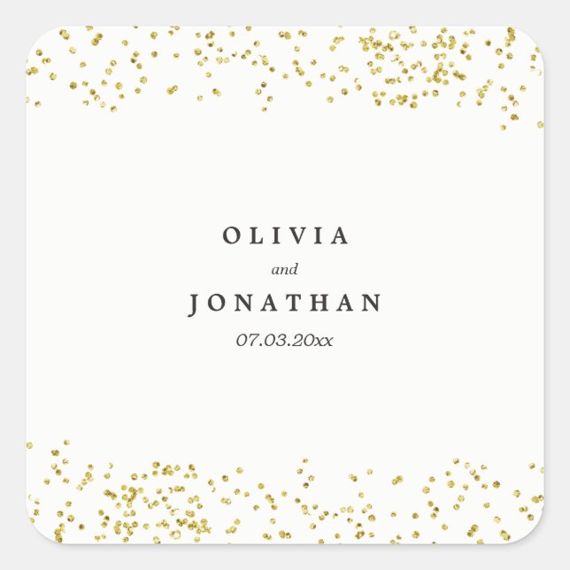 Faux Gold Confetti | Stickers Mariage moderne (Devant)