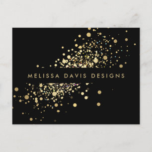 Faux Gold Confetti sur carte postale moderne noire