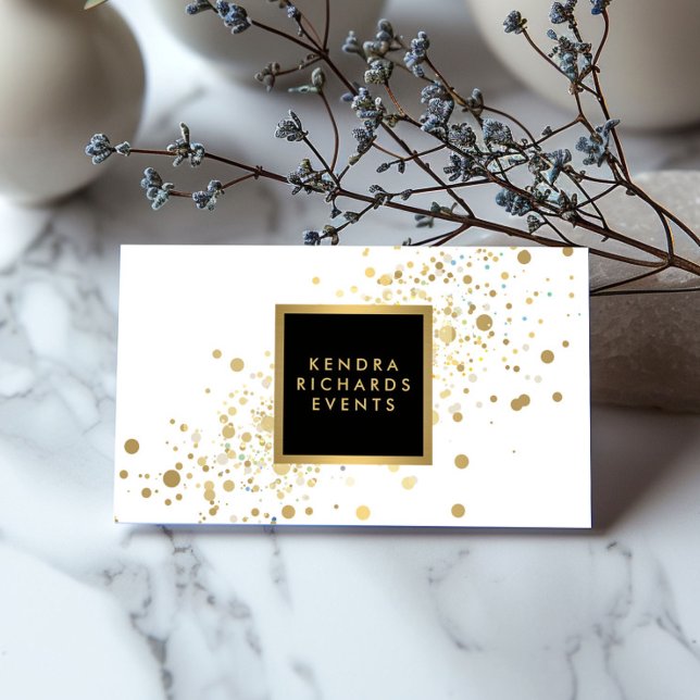 Faux Gold Confetti sur le Carte de visite blanc mo (Créateur téléchargé)