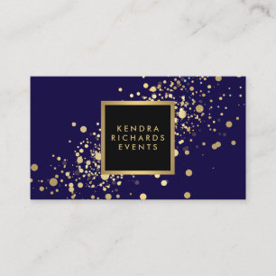 Faux Gold Confetti sur le Carte de visite bleu mod