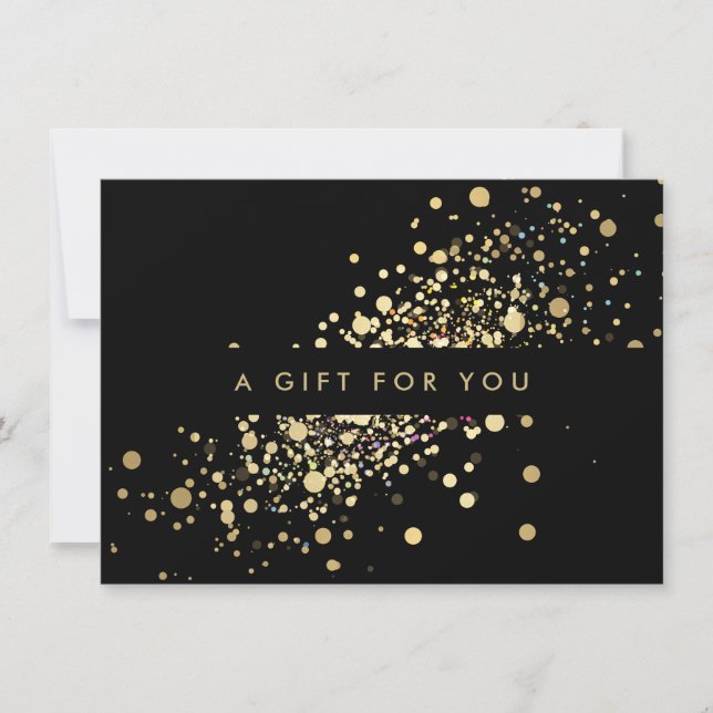 Faux Gold Confetti sur le certificat cadeau noir (Devant)