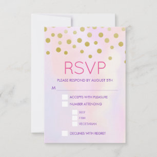 Faux Gold Confetti sur Purple Watercolort RSVP