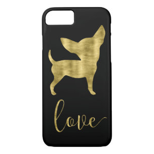 Faux Gold et Black Chihuahua Love Iphone 8 Coque