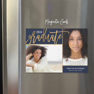 Faux Gold Foil 2 Faire-part de graduation photo