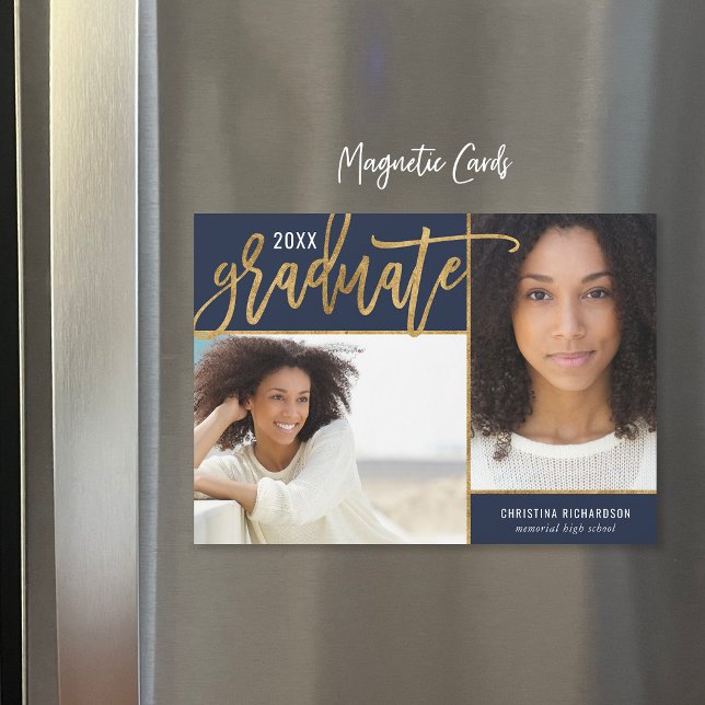 Faux Gold Foil 2 Faire-part de graduation photo (Créateur téléchargé)