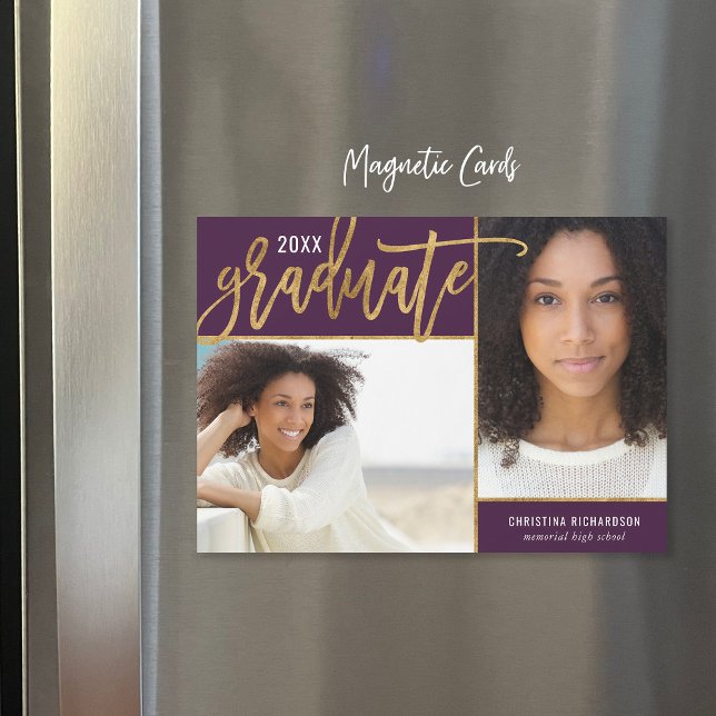 Faux Gold Foil 2 Faire-part de graduation photo (Créateur téléchargé)