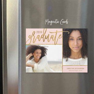 Faux Gold Foil 2 Faire-part de graduation photo