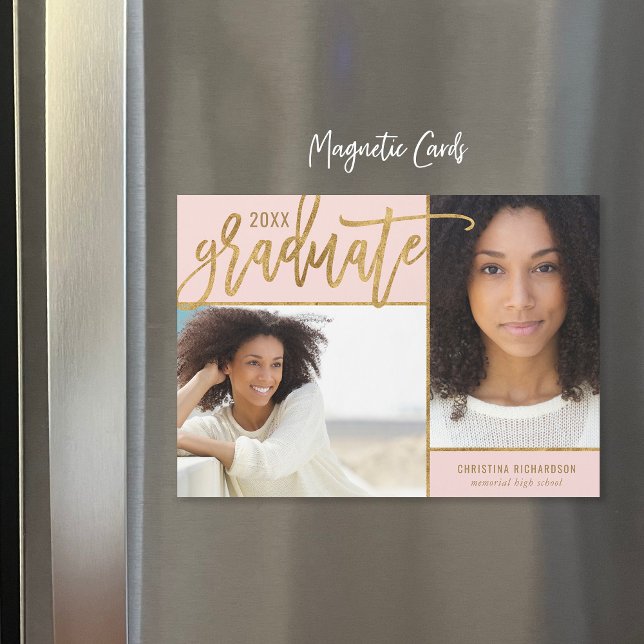 Faux Gold Foil 2 Faire-part de graduation photo (Créateur téléchargé)