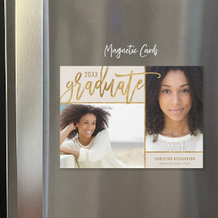 Faux Gold Foil 2 Faire-part de graduation photo
