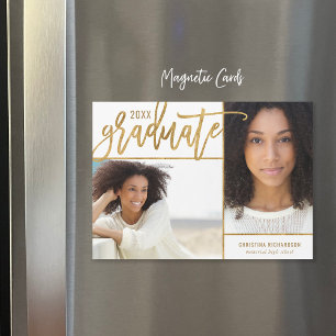 Faux Gold Foil 2 Faire-part de graduation photo