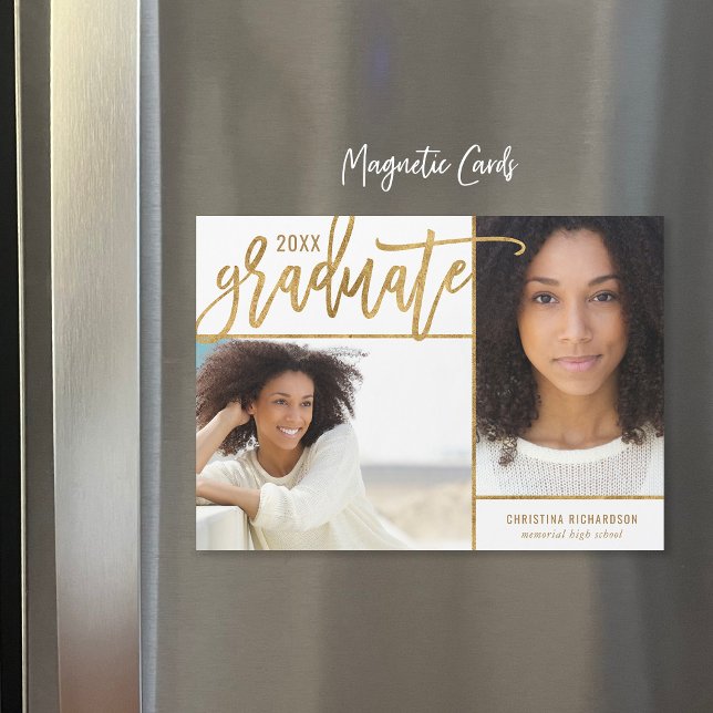 Faux Gold Foil 2 Faire-part de graduation photo (Créateur téléchargé)