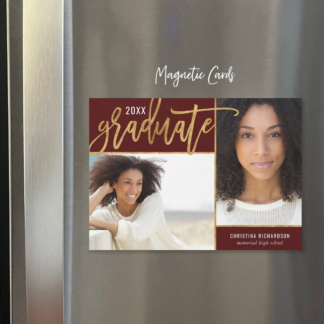 Faux Gold Foil 2 Faire-part de graduation photo (Créateur téléchargé)