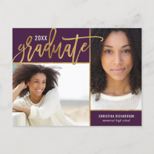 Faux Gold Foil 2 Faire-part de graduation photo Po