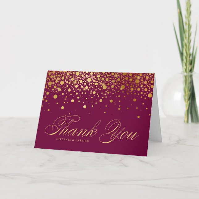 Faux Gold Foil Confetti Carte de remerciements (Devant)