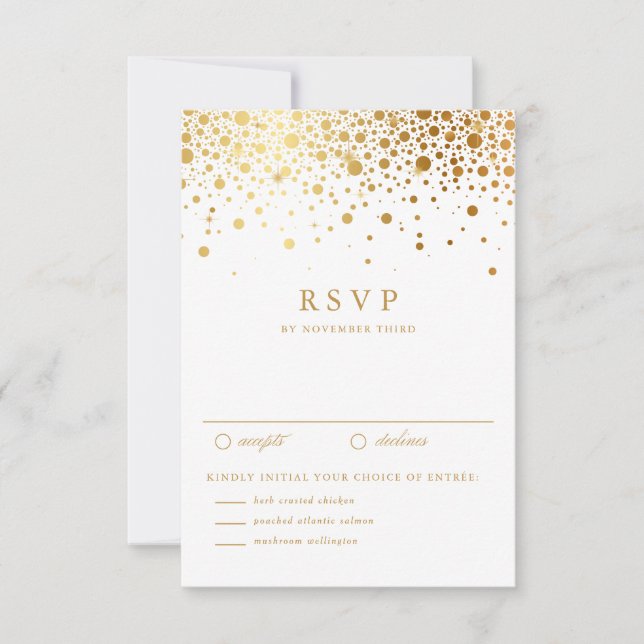Faux Gold Foil Confetti Dots Mariage Carte RSVP (Devant)