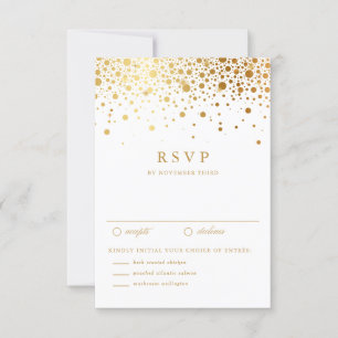 Faux Gold Foil Confetti Dots Mariage Carte RSVP