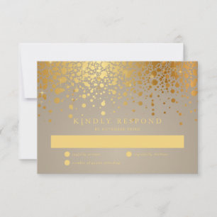 Faux Gold Foil Confetti Dots Mariage Carte RSVP II