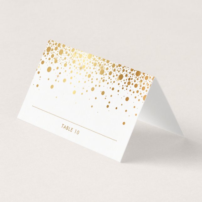 Faux Gold Foil Confetti Dots Mariage Cartes de Pla (Front)