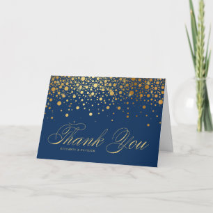 Faux Gold Foil Confetti Élégant Carte de remerciem