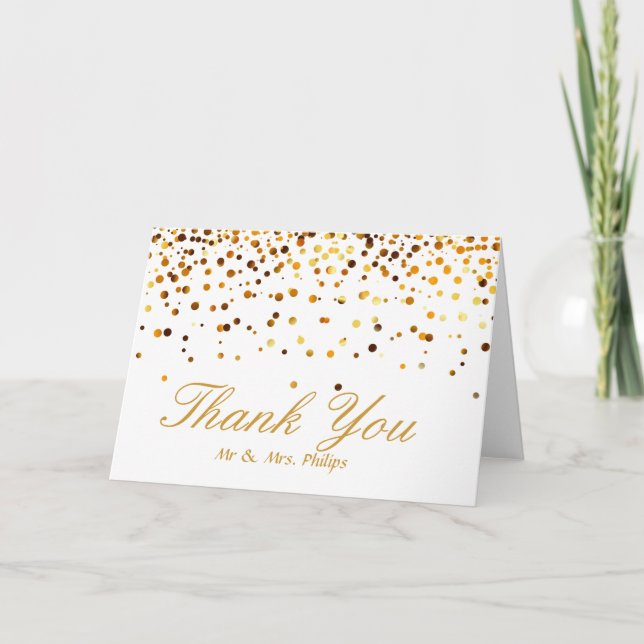 Faux Gold Foil Confetti Élégant Sparkles Merci (Devant)
