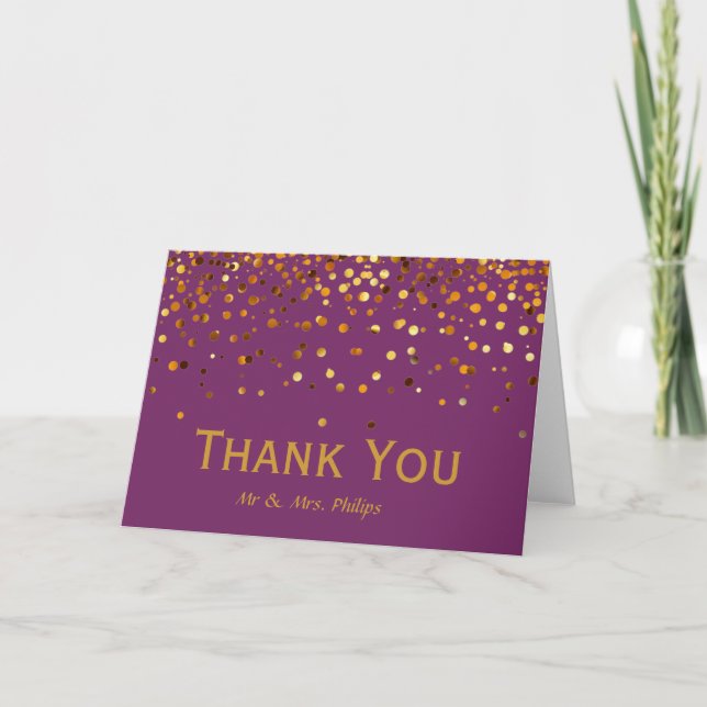 Faux Gold Foil Confetti Élégant Sparkles Merci (Devant)