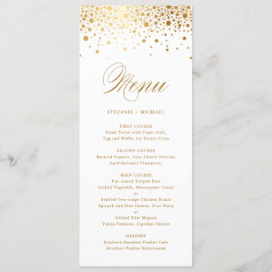 Faux Gold Foil Confetti Elégante carte menu