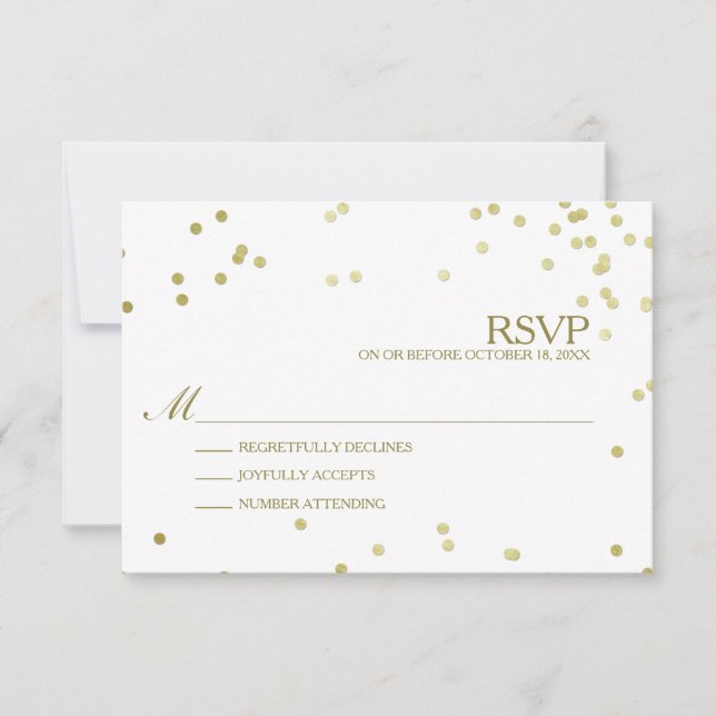 Faux Gold Foil Confetti Wedding RSVP (Devant)
