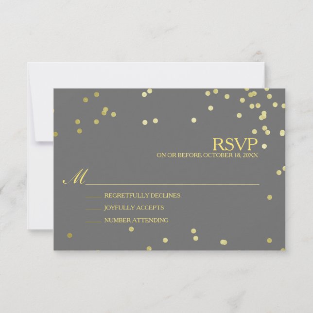 Faux Gold Foil Confetti Wedding RSVP (Devant)