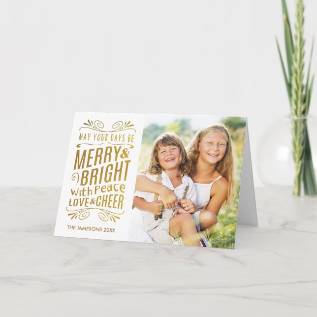 Faux Gold Foil Design Carte de vacances photo / Bl (Devant)