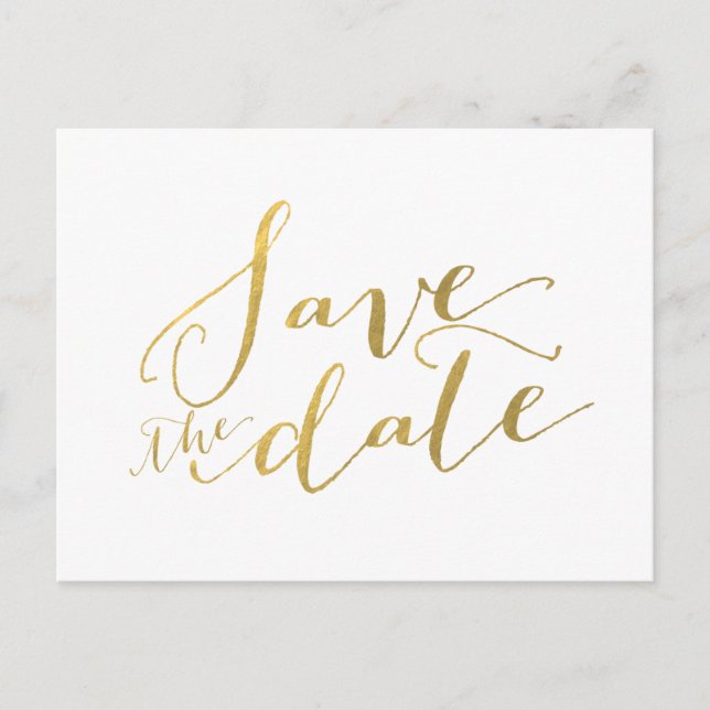 Faux Gold Foil Enregistrer la date Carte postale 2 (Devant)