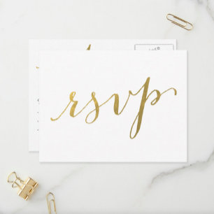 Faux Gold Foil Glamour Carte postale Mariage RSV