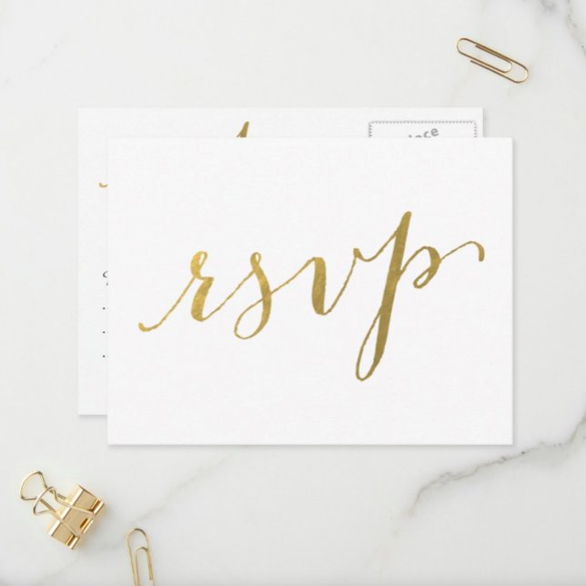 Faux Gold Foil Glamour | Carte postale Mariage RSV (Créateur téléchargé)