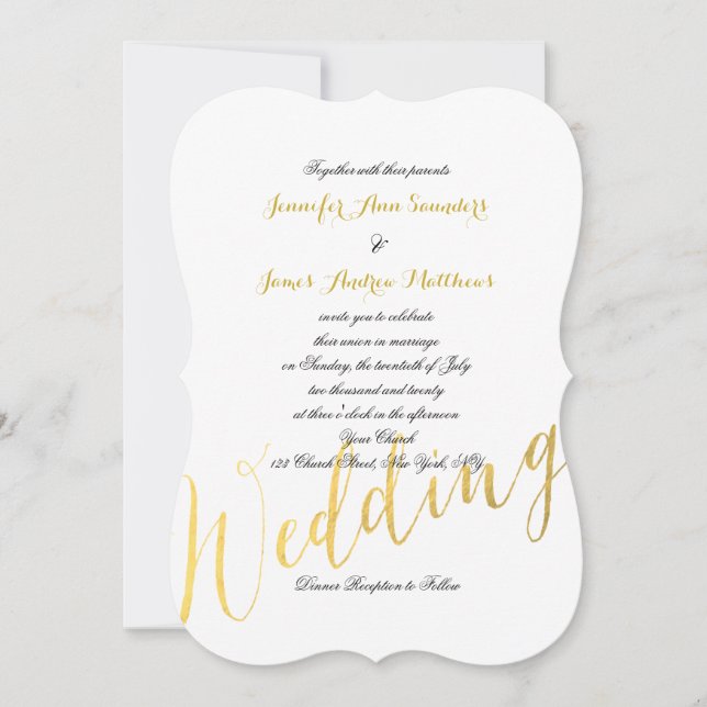 Faux Gold Foil | Invitations de mariage (Devant)