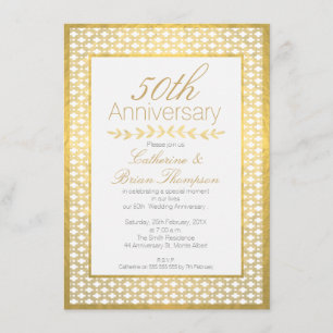 Faux Gold Foil Mariage Invitation du 50e anniversa