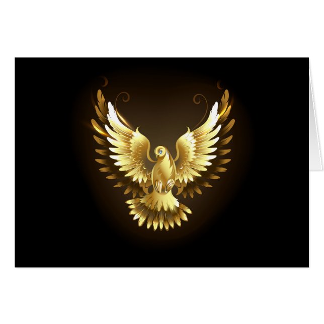 Faux Gold Foil Peace Dove en noir (Devant Horizontal)