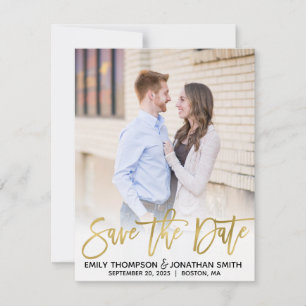 Faux Gold Foil Script Photo Enregistrer la carte d