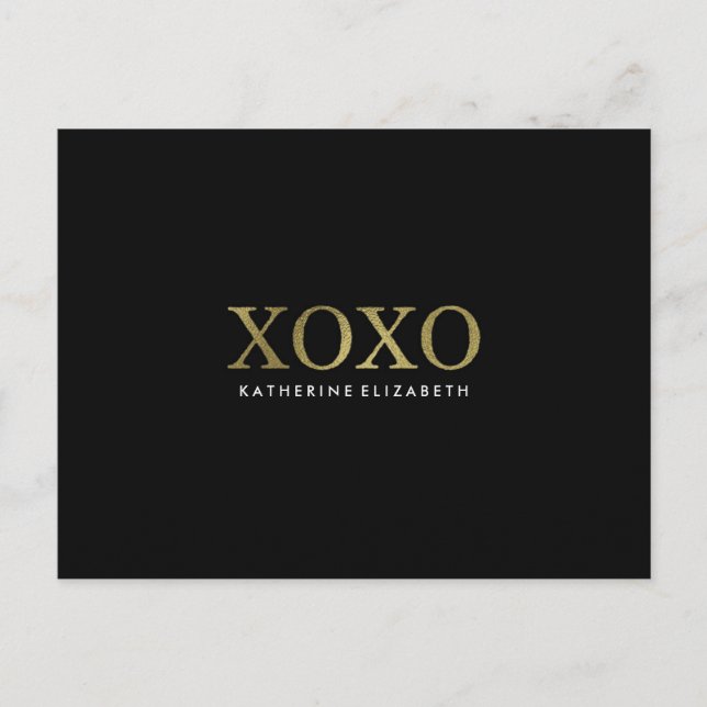 Faux Gold Foil sur Carte de remerciements plat XOX