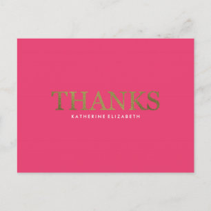 Faux Gold Foil sur Hot Pink - Carte de remerciemen