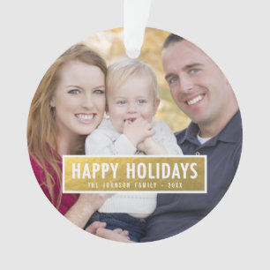FAUX GOLD FOIL VACANCES PHOTO ORNAMENT