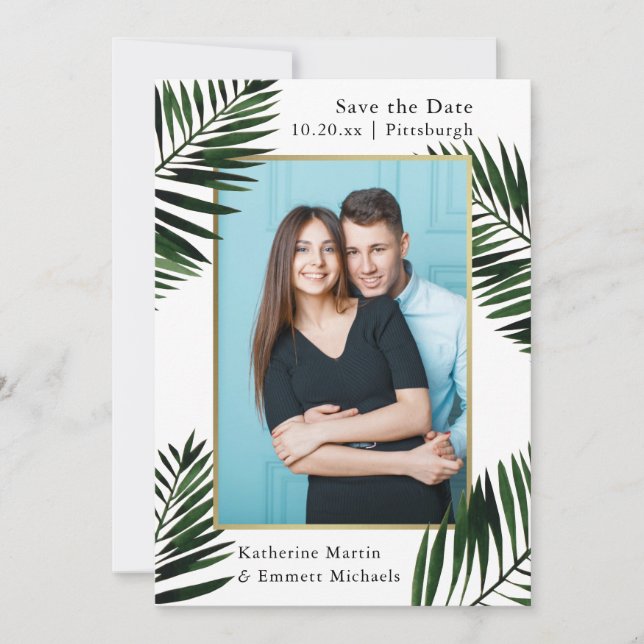 Faux Gold Frame Wedding Save the Date Photo (Devant)