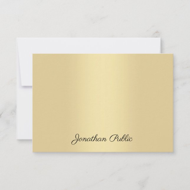 Faux Gold Moderne Calligraphie Script Nom Modèle (Devant)
