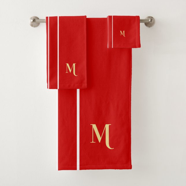 Faux Gold Monogrammed Red White Racing Stripes (En situation)