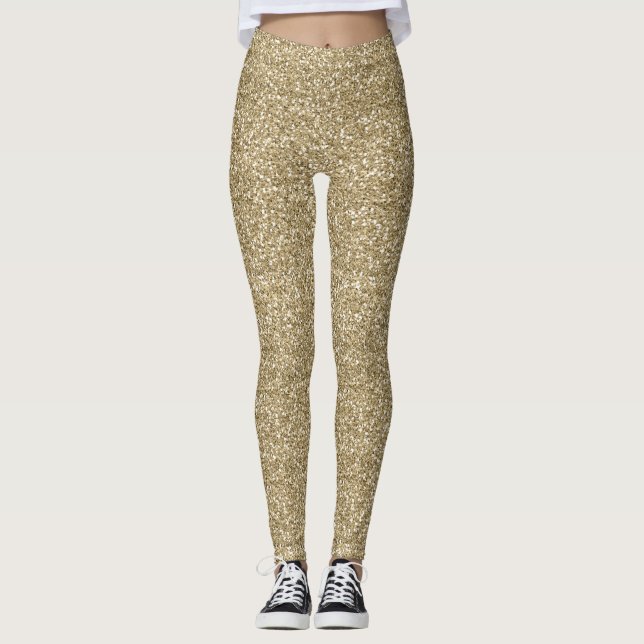 Faux Gold Parties scintillant Design Leggings (Devant)