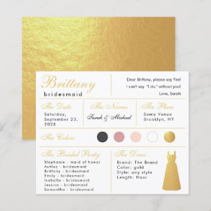 Faux Gold Robe Robe Brim Carte d'information