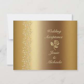 Faux Gold Rose et Coeurs Mariage RSVP